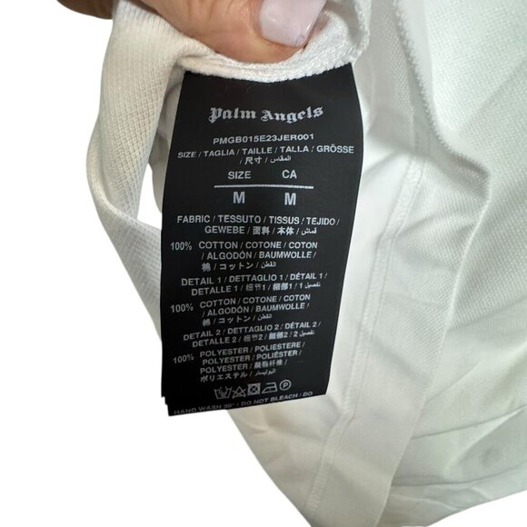 Palm Angels Sartorial Tape Cotton Polo Shirt white mens size Medium New with tag - Picture 6 of 15